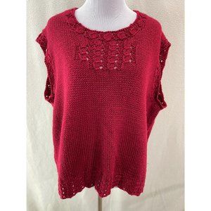 Handcrafted Red Sleeveless Knitted Sweater
